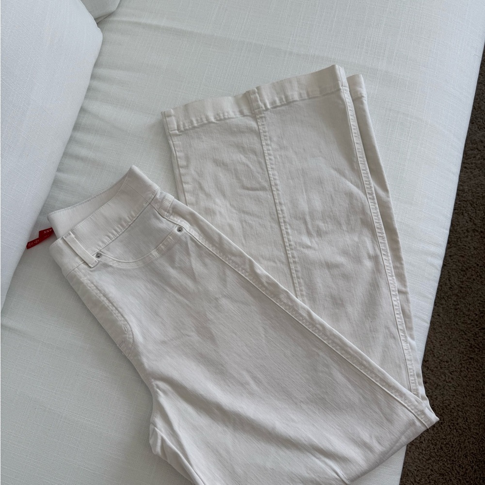 SPANX Seamed Front Wide Leg White Jeans